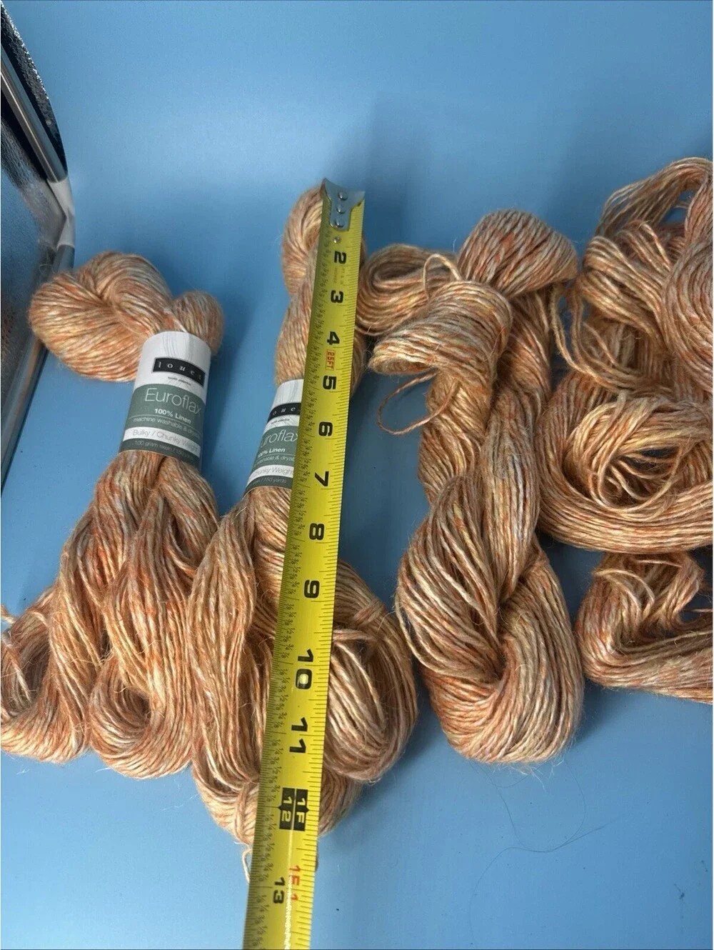 Lot of 4 Louet Euroflax 100% Linen Yarn Pumpkin Bulky Chunky Weight 150 Yds 100g